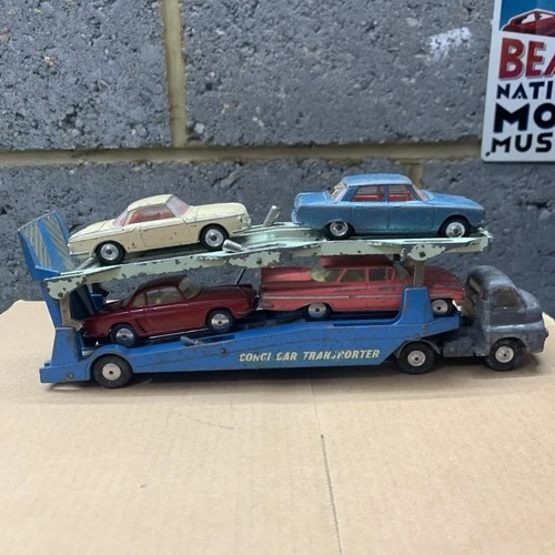 Vintage Corgi Major Toys 1101 Carrimore Car Transporter with 4 car load
