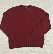 Saddlebred Men's XL Dark Red Sweater 100% Cotton Crew Neck Long Sleeve EUC