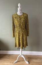 M&S Collection Floral Dress 12 Mustard Navy & White Cottagecore RRP £29.50 VGC 