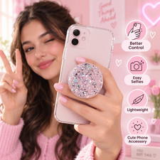 Phone Grip Holder 3D Pop Grip Finger Stand Starry Glitter Phone Socket Pink