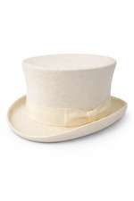 100% Wolle Satin gef&uuml;ttert Hochzeit Ascot Event wei&szlig; Filz Zylinder Hut
