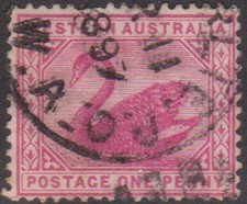(F353-98) 1885 WA 1d red swan stamp (CW)