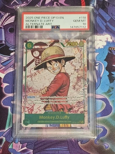 2025 ONE PIECE MONKEY D LUFFY OP13-118 CARRYING ON HIS WILL SEC ALT ART PSA 10