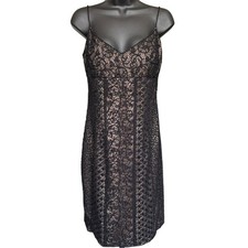 Vintage Lace Mini Dress Sz 6 Black Beige Beaded Whimsygoth Vamp Fairy Grunge