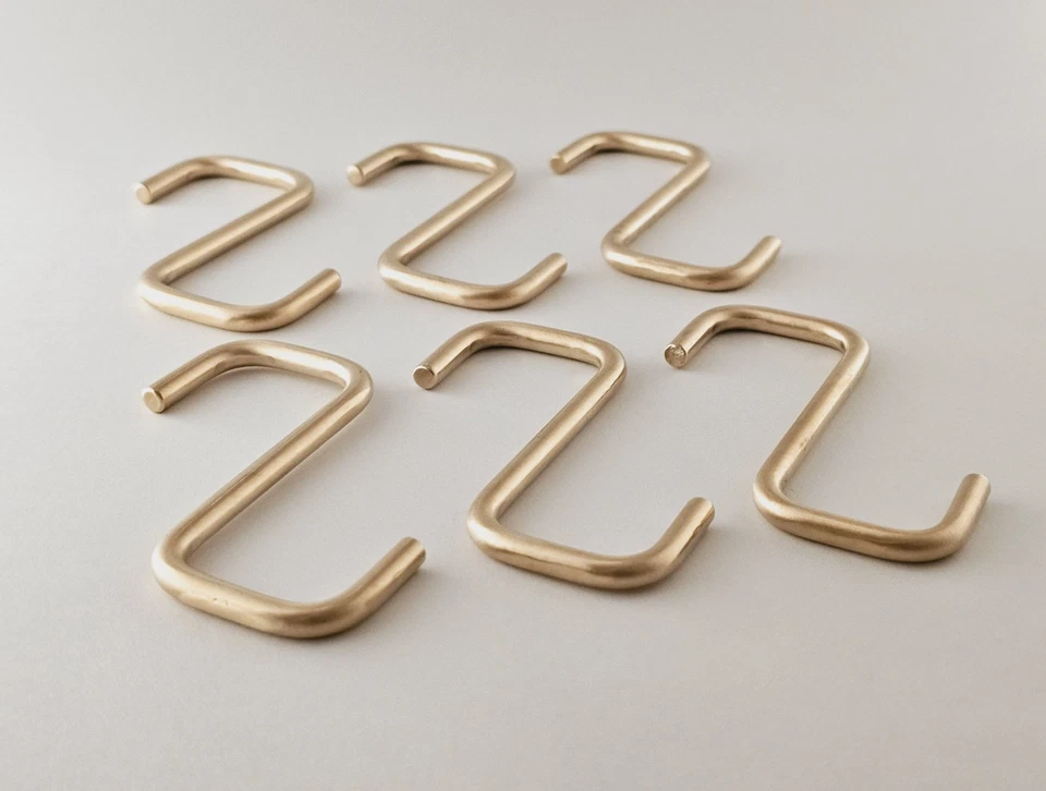 6 piezas. Gancho S Bronce Sólido Resistente Rústico Cocina Baño Sala Armario Foto 2 de 4