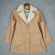 DG2 by Diane Gilman Coat Women XS Petite Tan Vintage-Style Sherpa Western NWT