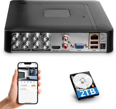 8CH Security DVR Recorder for Home Security Camera System, Only Work with 2MP/3