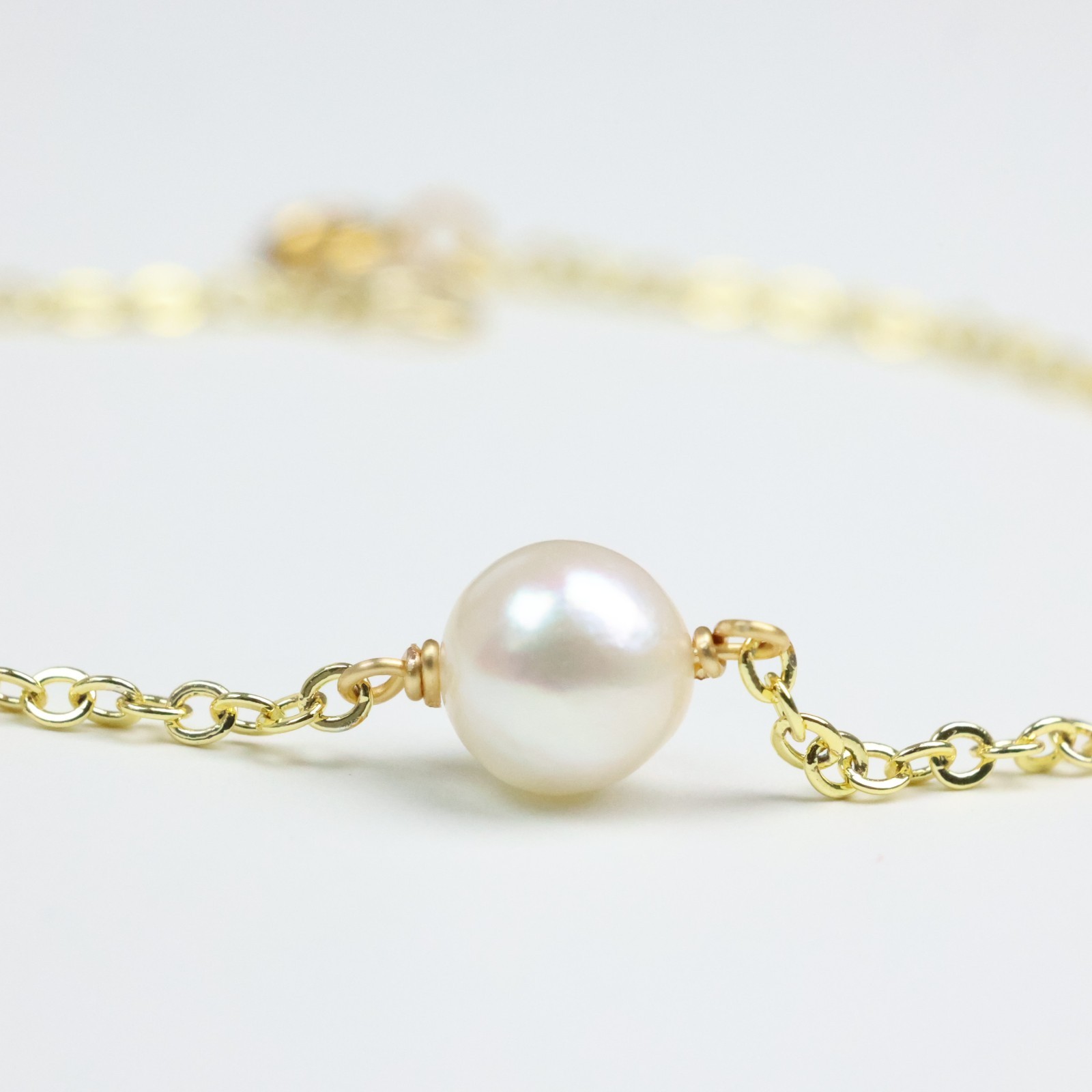 Bracelet en perle Akoya véritable éclat luxe or fin 14ct et argent 925