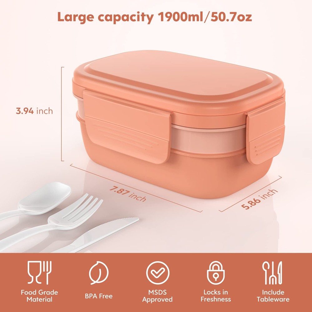 Stackable 3-Tier Bento Lunch Box for Adults and Kids