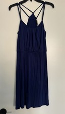 Ann Taylor Loft Size XS Indigo Blue Dress Cross Back Strap Stylish Women