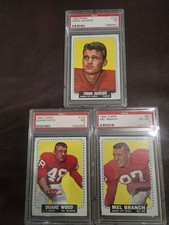 1964 Topps Football PSA 7/6 Three Card Lot Frank Jackson Duane Wood Mel Branch