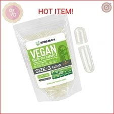 XPRS Nutra Size 3 Empty Capsules - 100 Count Clear Empty Vegan Capsules - Vegeta