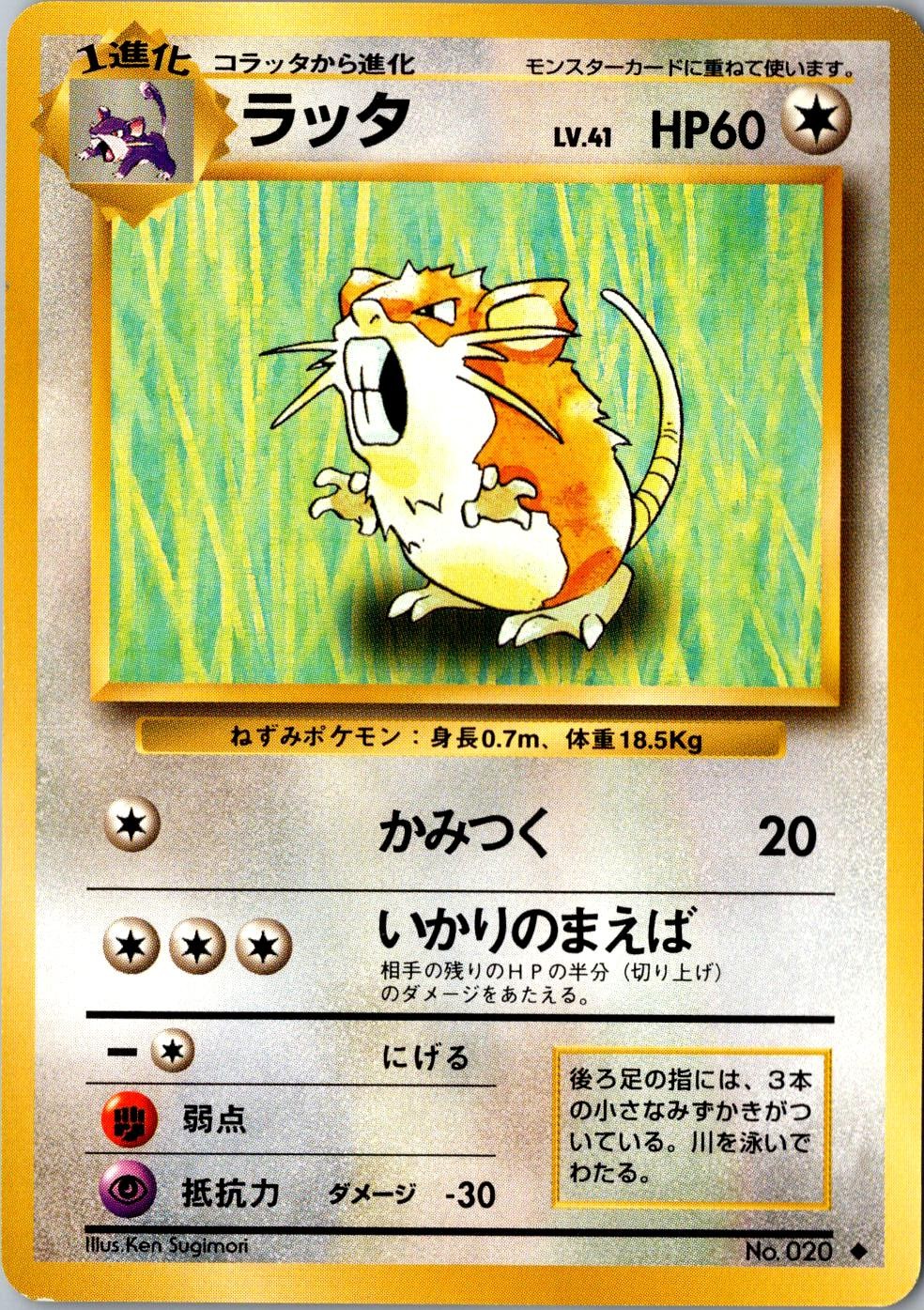 Raticate 020 Uncommon Expansion Pack LP Japanese Pokemon Card
