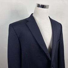 Joseph  Feiss 48L Sport Coat 100 Wool Dark Navy Blue Two Button Lined Vented