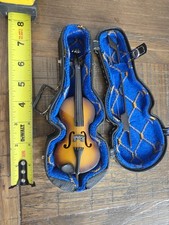 Miniature Violin With Black Hard Case With Blue Lining