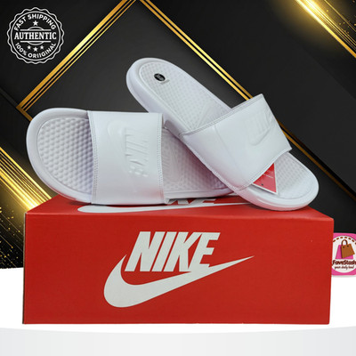 Nike Slides Benassi JDI All White Slip On Sandals 343881-115 Unisex Size 9-11