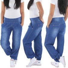 Damen Pumphose Aladin Boyfriend Baggy Harem Pluder Jeans Hose Haremshose Größe S