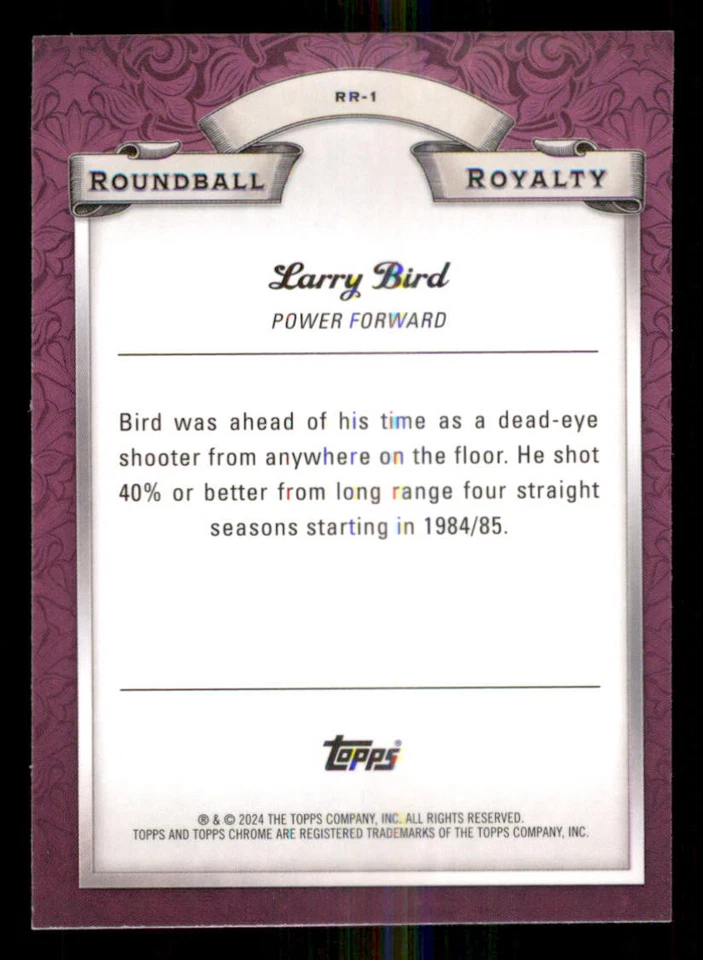2023-24 Topps Chrome Roundball Royalty #RR1 Larry Bird - Image 2 of 2