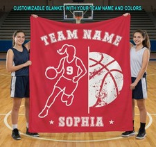 Personalized Basketball Team Plush Blanket, Custom Senior Blanket for Gift