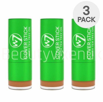 W7 Tea Tree Concealer Cover Stick - Anti-Makel Bundle X3 Medium Deep
