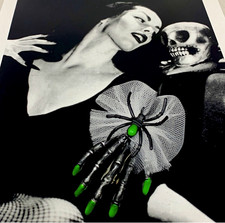 Goth Spider Skeleton Hand Hair Clip Barrette Black Green Handmade dia de muertos