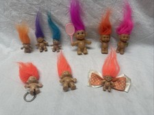 Lot of 9 VINTAGE TROLL DOLLS  Mixed  Sizes  LARGE to Small