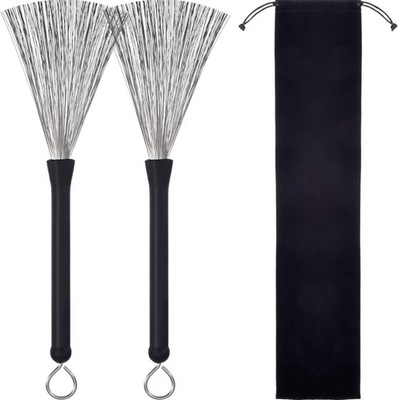 Pangda 1 Pair Drum Brushes Retractable Wire Drums Sticks Black