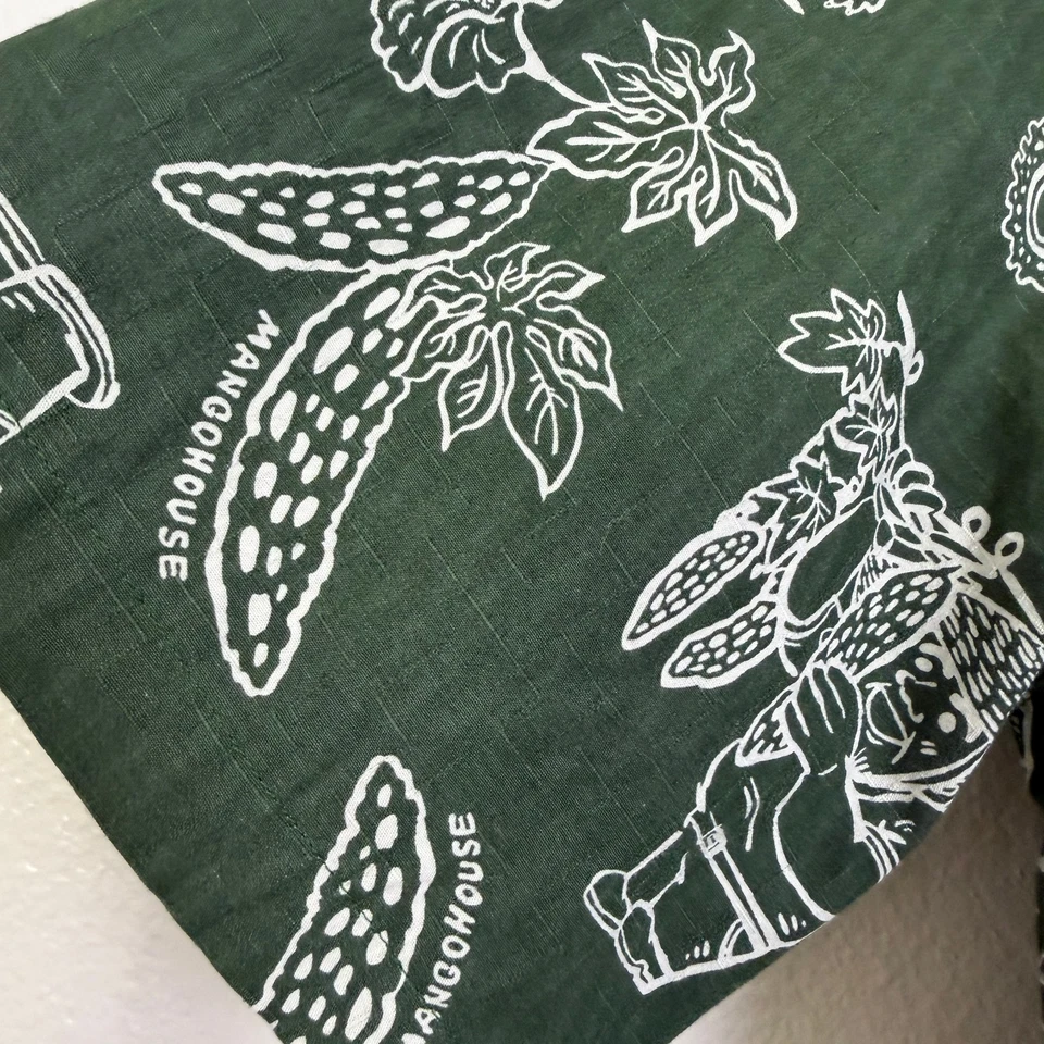 Camisa Hawaiana Mango House Okinawa Para Hombre Mediana Verde Shisa Japón Gráfico Playa Foto 4 de 4