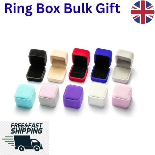 BLACK/PINK VELVET JEWELLERY BOX RING EARRINGS GIFT BOX NEW FOR WEDDING NEW UK
