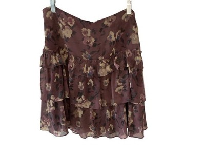 Lauren Ralph Lauren  Floral Crinkle Georgette Tiered Skirt  Purple Varies NWT