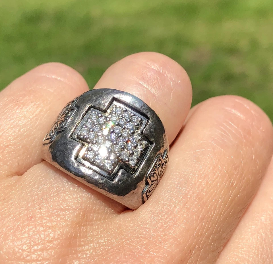 Anel de diamante Scott Kay joias finas prata paládio cruz celta tamanho 7 $2250 - Imagem 3 de 4