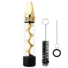 1 Gold 7P Mini Smoking 2 Series Twisty Glass Blunt Metal Tip With Cleaning Brush