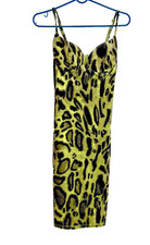 Fashion Nova  Dress  Sexy Bodycon Adjustable Strap Green Animal Print  Size XS