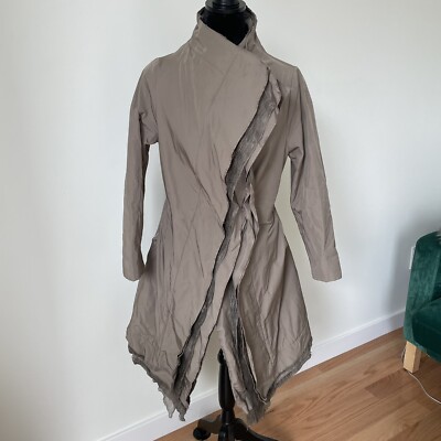 SCALA 12 Brown Wool Blend Asymmetric Closure Tie Back Lagenlook Coat EUC Size 44
