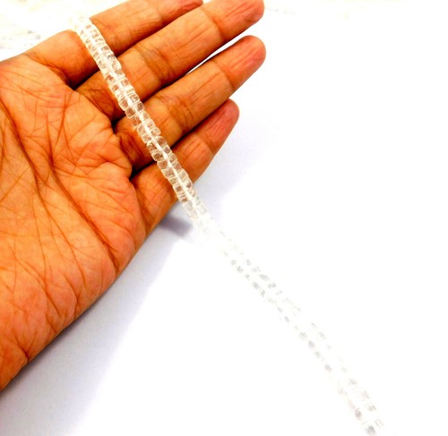 100% Natural Crystal Quartz Gemstone Beads Strand Wheel Shape 13 Inch Wholesale - Picture 8 of 12