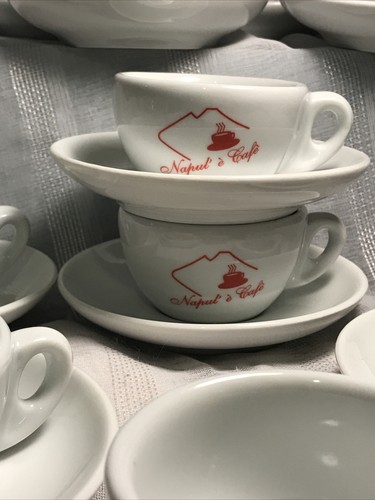 Italian Demi-Tasse Tazzina Cup Saucer Sets 10 Cups 9 Saucers NAPUL’ è Cafè NEW - Picture 8 of 14