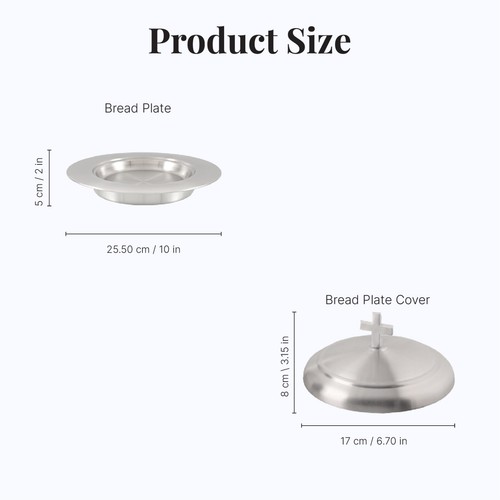 1 Stackable Communion Bread Plate Set | Stainless Steel – Matte (Satin) Finish - Picture 6 of 6