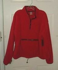 No Boundaries Sz XXL Red 1/4 Zip Plush Pullover Black Trim Zippered Pocket NWT