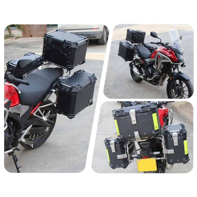 2PCS Black Motorcycle Saddle Box Aluminium Alloy Side Storage Case 38L+38L UK - Image 3 of 4
