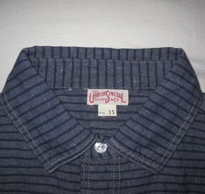FREEWHEELERS GANDY DANCER 3 4 Sleeve Shirt 15 NAVY x GRAY NARROW 