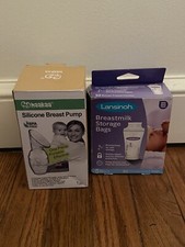 Haakaa Manual Breast Pump with Base 5oz Lansinoh Breastmilk Storage Bags 50ct