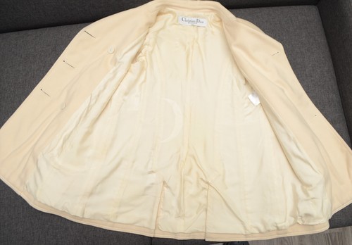 Christian Dior Boutique Vintage Wool Cashmere Cream Coat Jacket US 4,UK 8,IT 40 - Picture 12 of 15