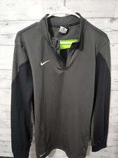 NIKE 1/4 ZIP PULLOVER DRI FIT SIZE S GREY AND BLACK AND LIME GREEN STRIPE