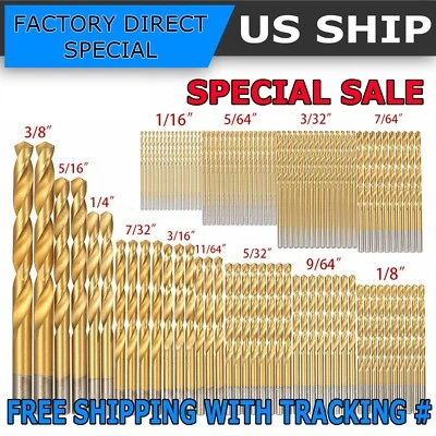 KUMBALA 99PCS Drill Bit Set 1/16"-3/8" HSS Titanium Multi Drill Bits Twist Metal Tools