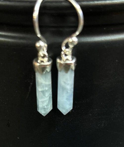 海蓝宝石耳环纯银水晶形状  — 第 3/4 张图片
