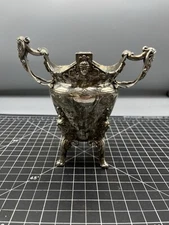 Middletown Plate Co Silver Figural Engraved Viking Sugar Dish Footed Handles 602