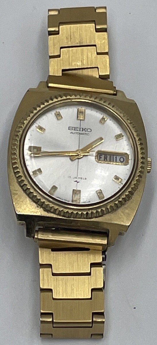 Vintage Seiko Automatic 17 Jewels 7006-7019 Gold Tone Watch ~ Read