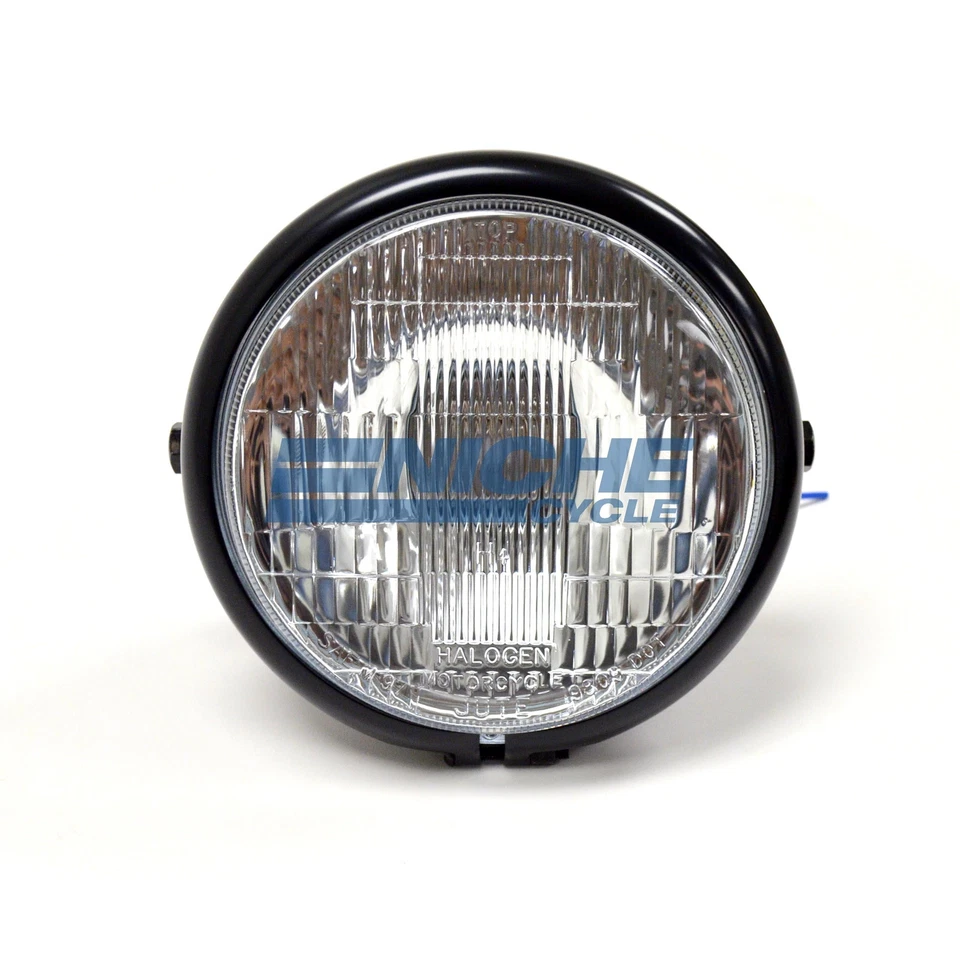 Bates Style 5.75 Satin Black Side Mount Headlight Blue Dot Chopper 5-3/4 - Image 2 of 4