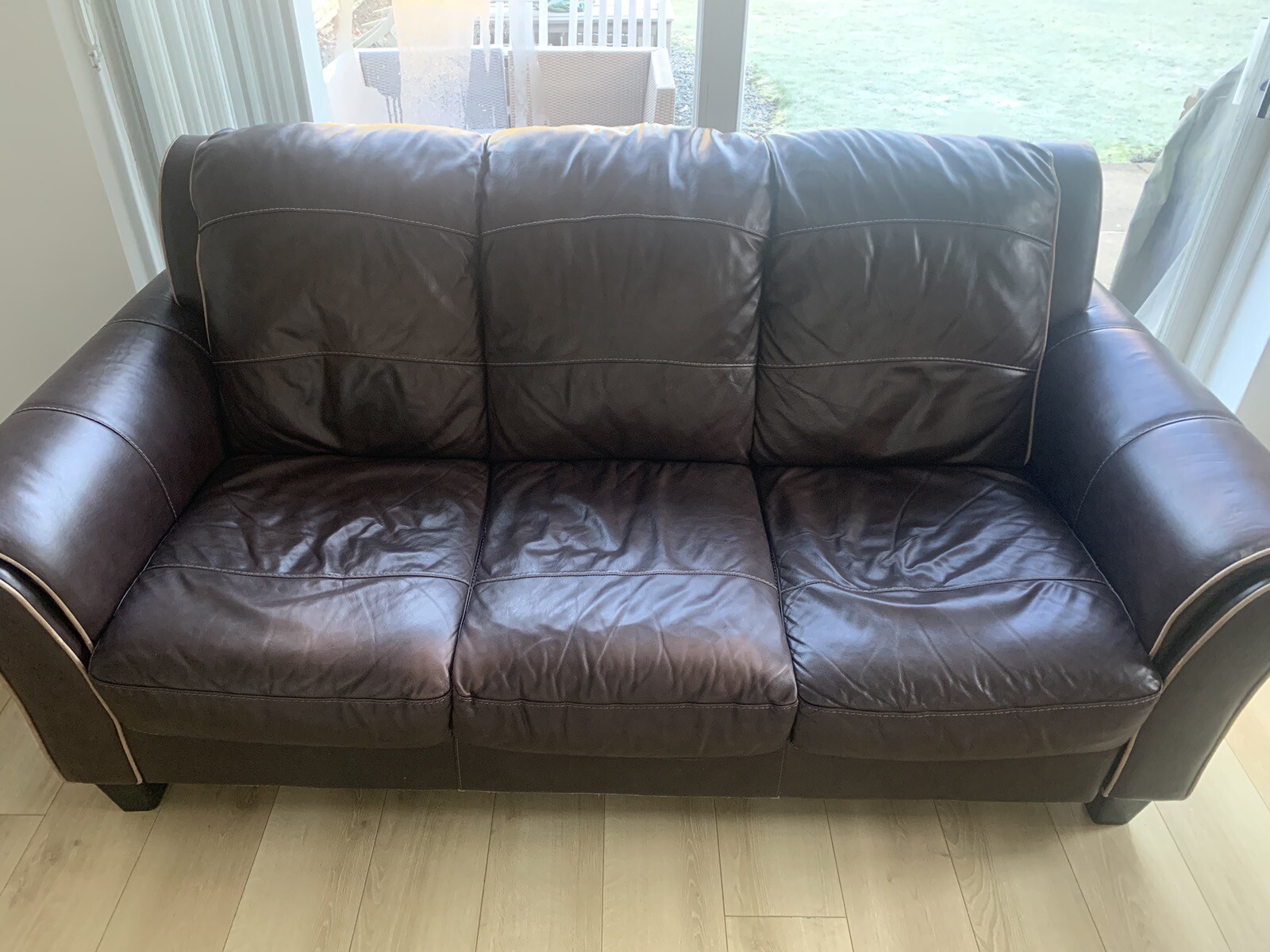 DFS brown leather sofa set 3 Seater + 2 Armchairs eBay