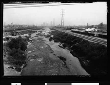 Los Angeles River Looking Towards Seventh Street June 1929 California Old Photo